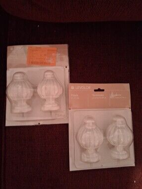 set of four Levolor curtain rod finials in white, designed for a 1-3/8 inch (3.4